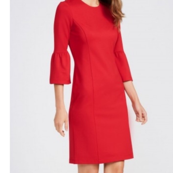 J.Mclaughlin red bell sleeve key hole back sz m - Picture 1 of 8